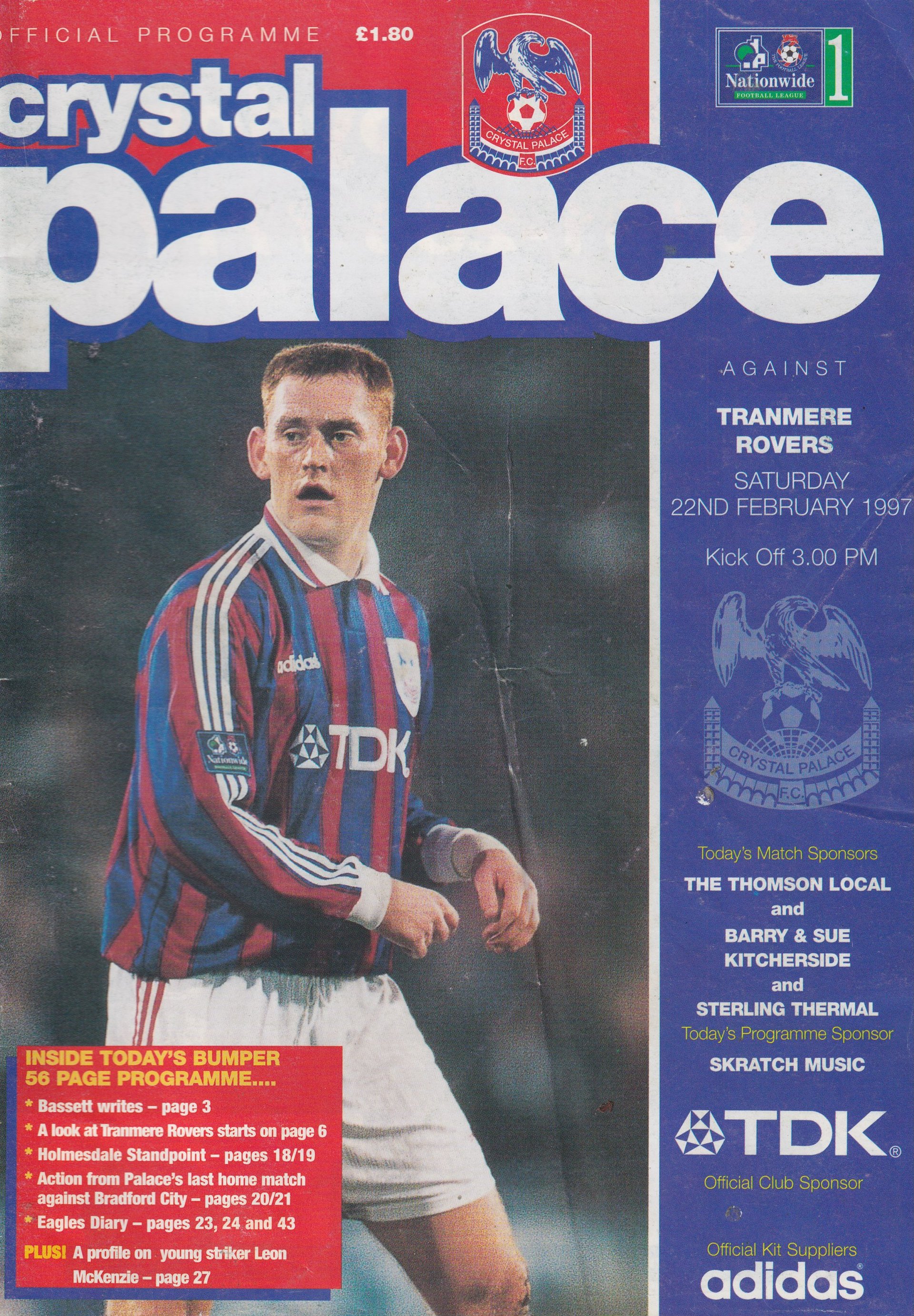 Crystal Palace v Tranmere Rovers match programme